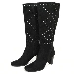 a.n.a Black Studded Faux Suede Knee High Boots